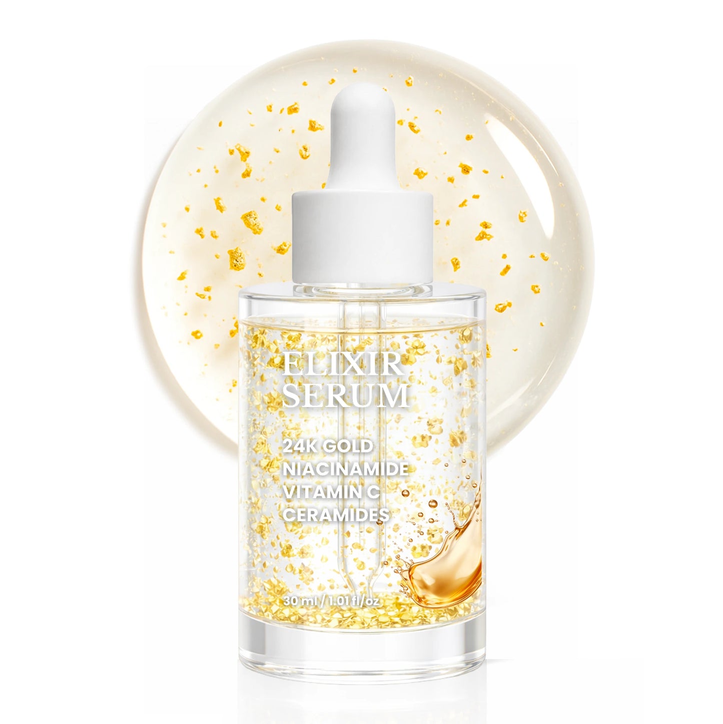 Elixir Serum with 24kGold Ceramides Niacinamide Vitamin C - Tester