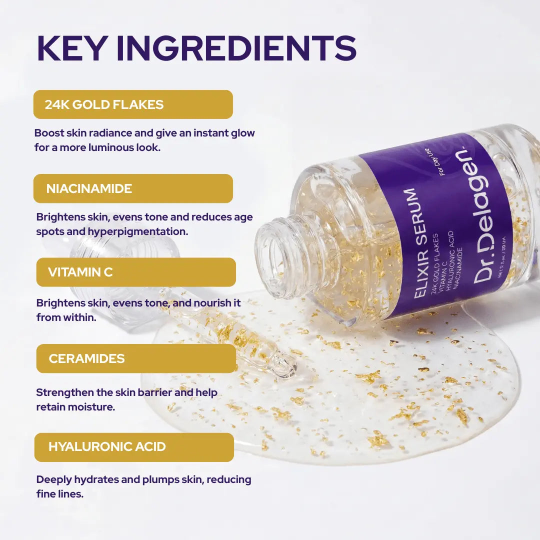 Elixir Serum - 24k Gold Ceramides Niacinamide Vitamin C
