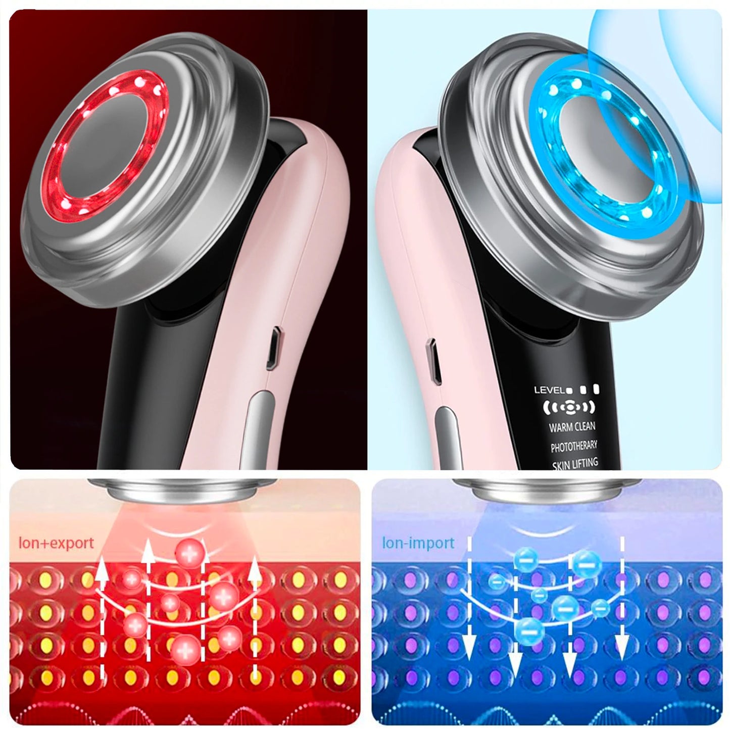 DermaFlow™ 4 in 1 LED Therapy - Lifting &amp; Facial Cleansing